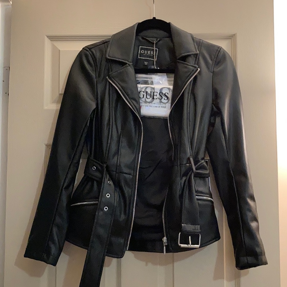 Guess Belted Leather Jacket